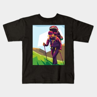 hiking addict pop art Kids T-Shirt